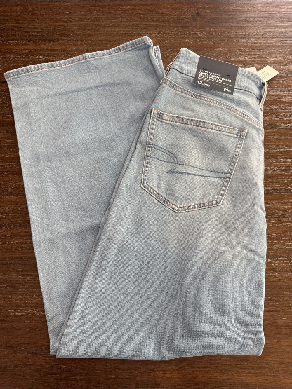 American Eagle Curvy Super High Rise Baggy Wide Leg Size 12 Long